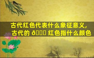 古代红色代表什么象征意义,古代的 🐒 红色指什么颜色